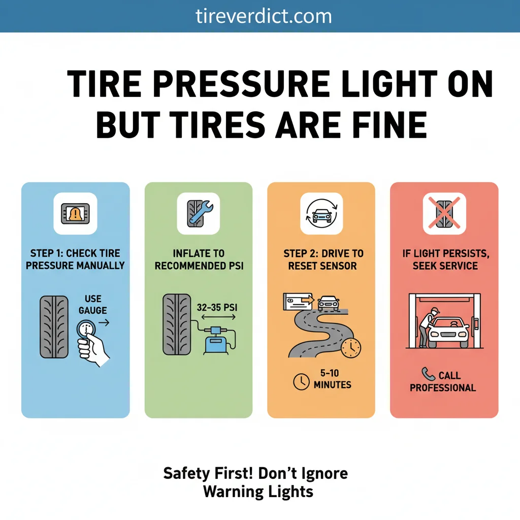tire pressure light on but tires are fine safety warning infographic