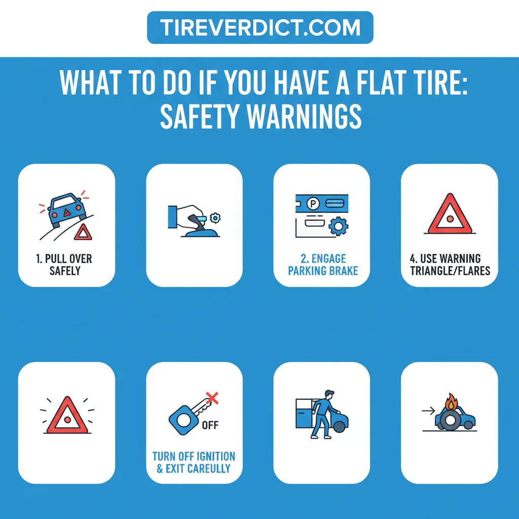 what to do if you have a flat tire safety warning infographic