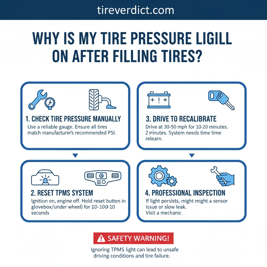 why is my tire pressure light still on after filling tires safety warning infographic