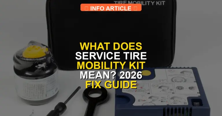 What Does Service Tire Mobility Kit Mean? 2026 Fix Guide